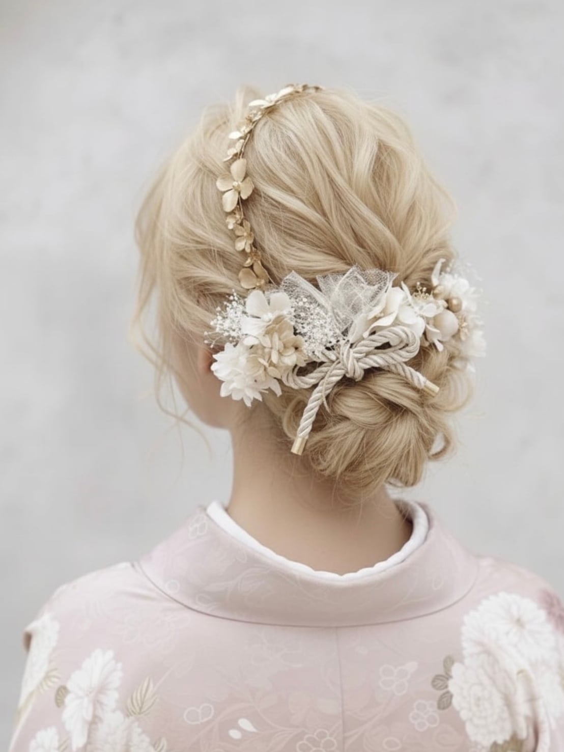 【真鍮フラワーカチューシ髪飾り 】成人式 卒業式 結婚式 k-0136