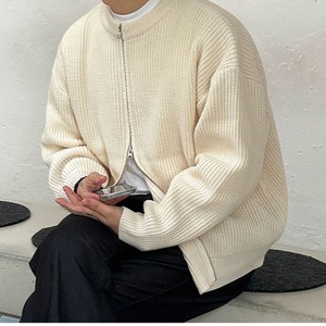 ホワイトニットジップブルゾン　MT0080314