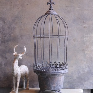 mondimanche ブリキ植木鉢　ロングラカージュDGY　UF 598|トレリス付きポット植え込みのシャビーシックな鉢　お玄関がオシャレに変わります