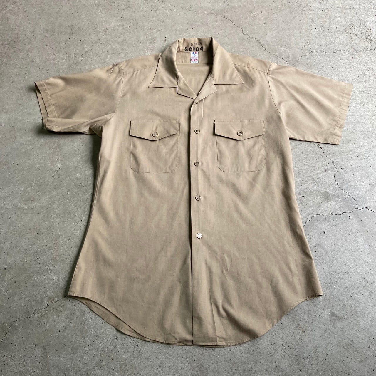 70年代 ヴィンテージ Flying Cross ポプリン ミリタリーシャツ メンズm 古着 オープンカラー 開襟 70s ビンテージ カーキ ベージュ 半袖シャツ Ss27 50 Cave 古着屋 公式 古着通販サイト