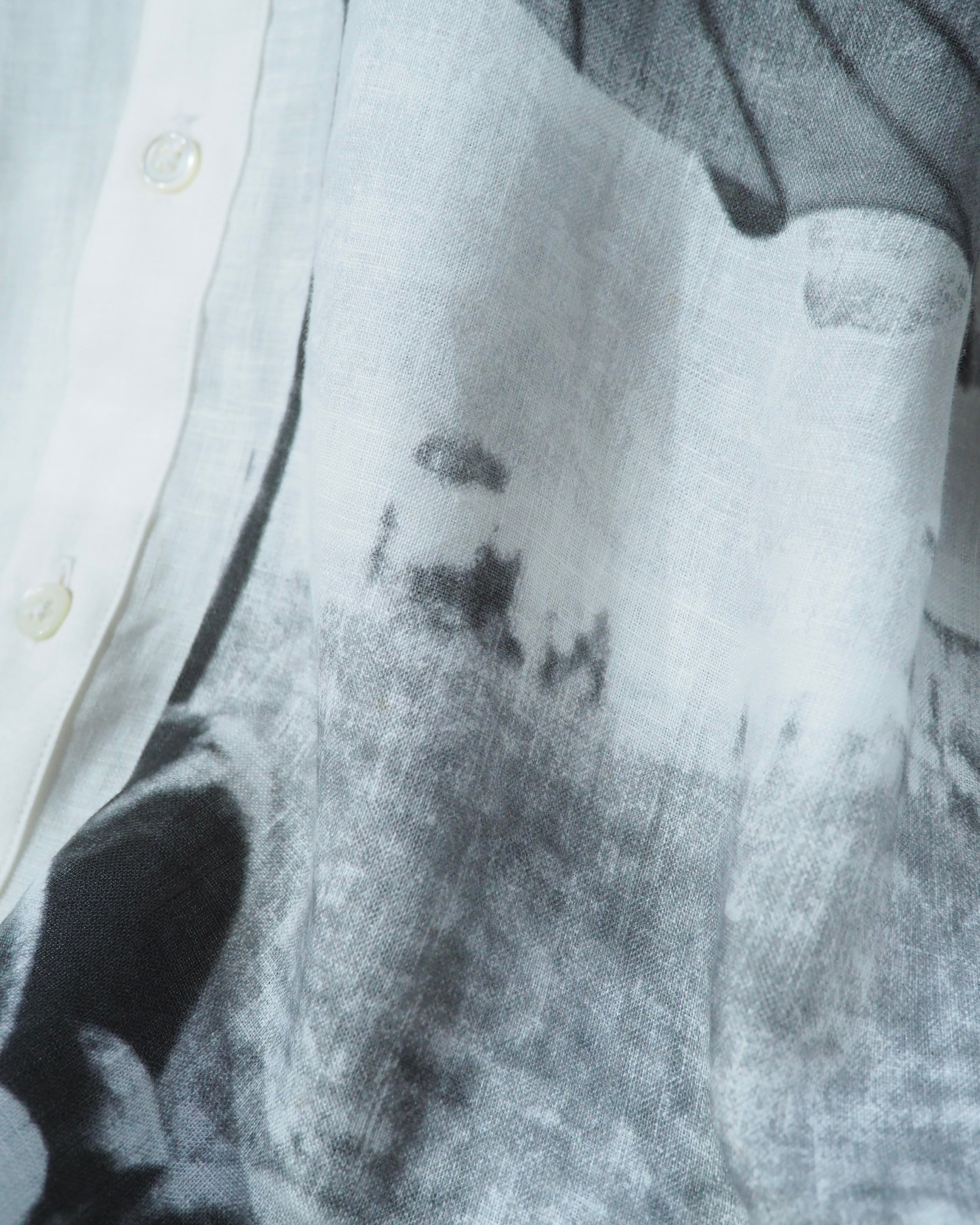 " β " Seaside photo collage printed SS linen shirt