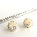 フルートのキーパッドのビジューピアス (CHP : S) F-006  Flute key pads pierced earrings with pearls and Swarovski (S)