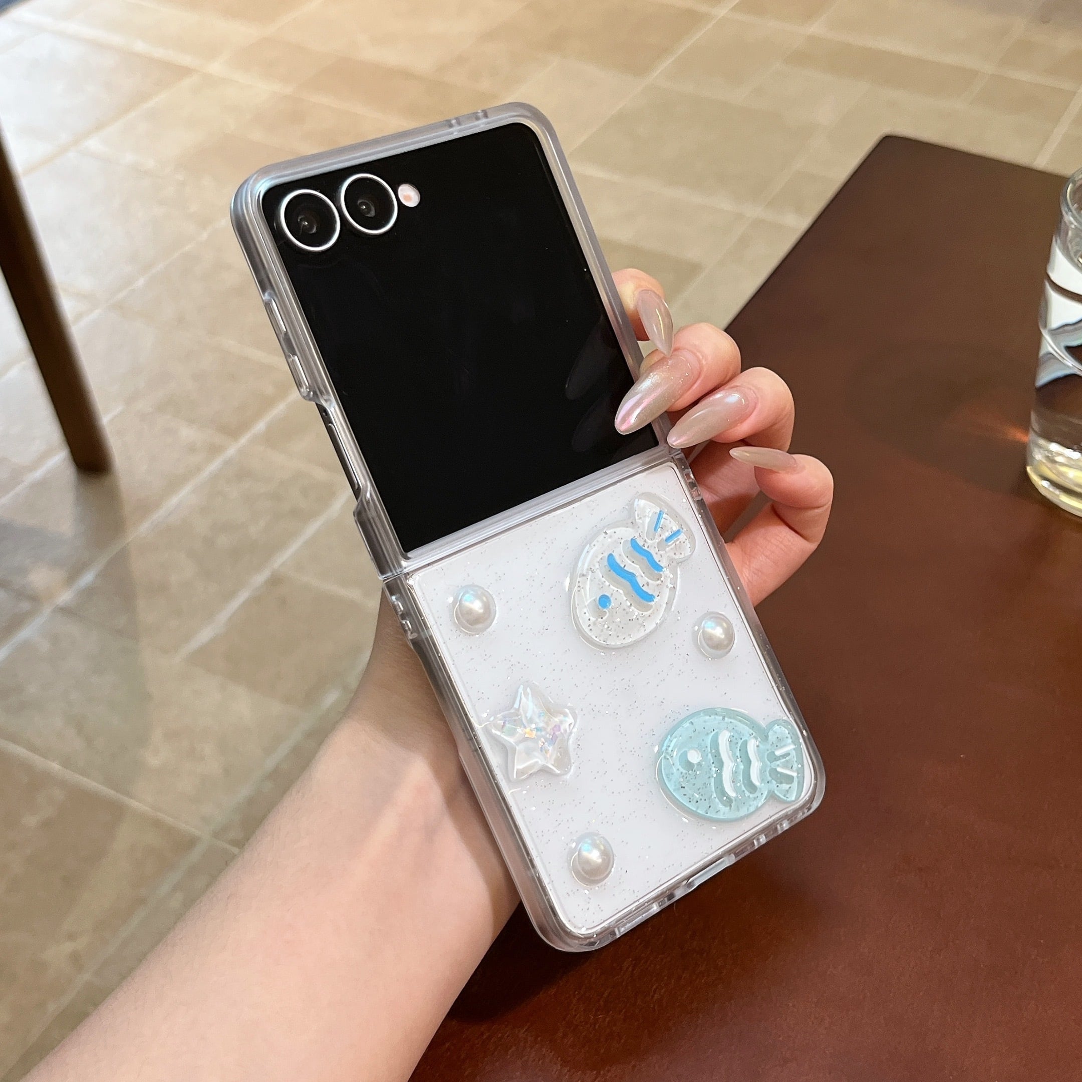 おさかな Galaxy Z Flip 8 7 6 5 4 ケース クリア レジン スマホケース