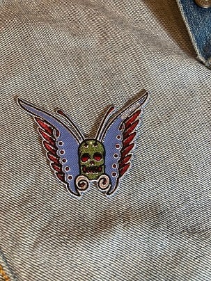 スカルバタフライ 人面蝶 ガイコツ ワッペン・アップリケ・パッチ FD0507