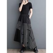 切り替え柄 アシンメトリー スカート 00130