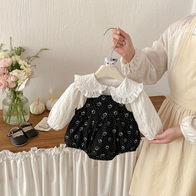 【BABY】春新作　可愛いドットサロペット＆ブラウス