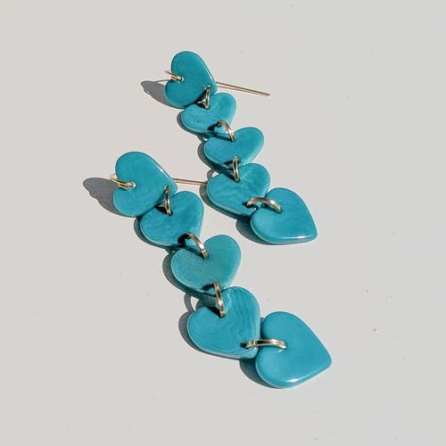 14kgf Hearts chain Tagua Nuts earrings