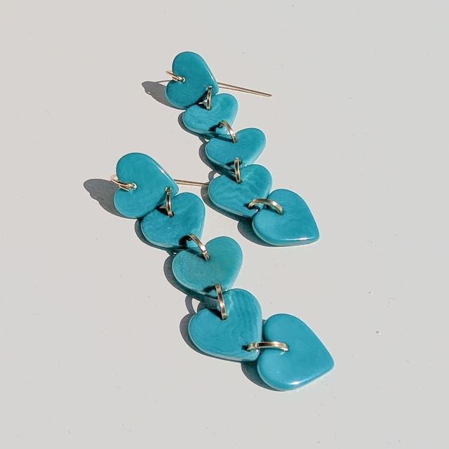 14kgf Hearts chain Tagua Nuts earrings