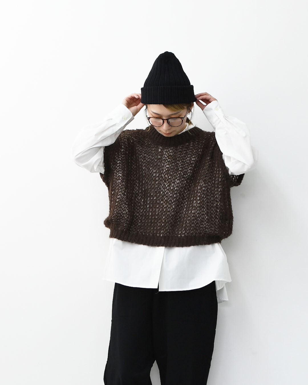 mizuiro ind [ミズイロ インド] hairly cocoon wide vest [3-220085