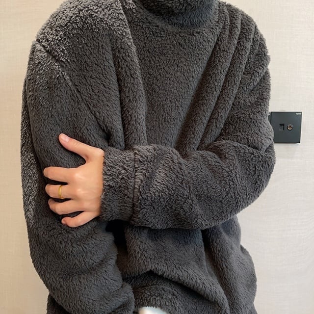 予約販売】ボアトレーナー アウター トップス ハイネック 総ボア