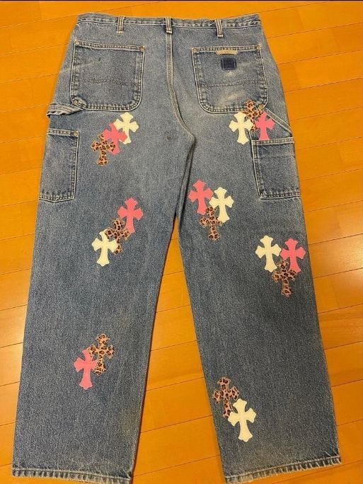 CHROME HEARTS クロムハーツ デニム ジーパン ジーンズ 白×ピンク
