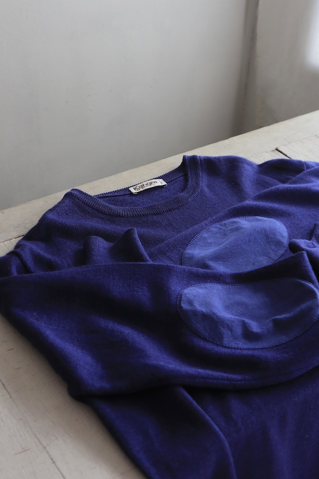 wool silk cashmere elbow patch knit sweater - made in Italy