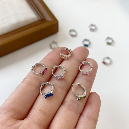 5色セット バゲットストーン フープピアス