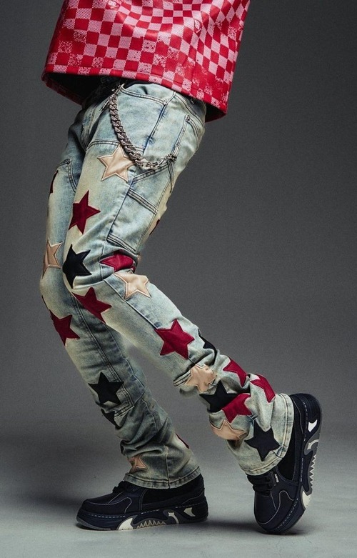 GUAPI / wine red vintage stars denim