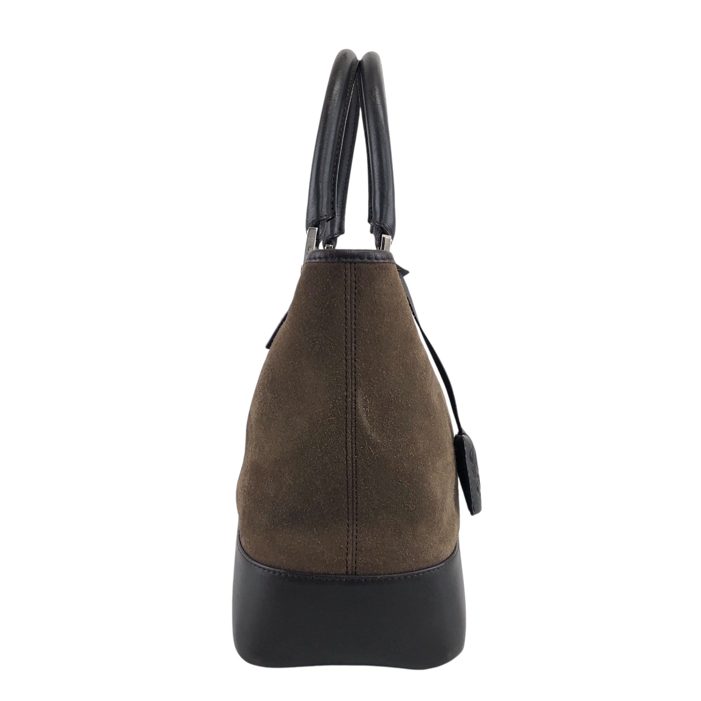 ロエベ ブランド ブラウン ハンドバッグ スエード アナグラム レザー