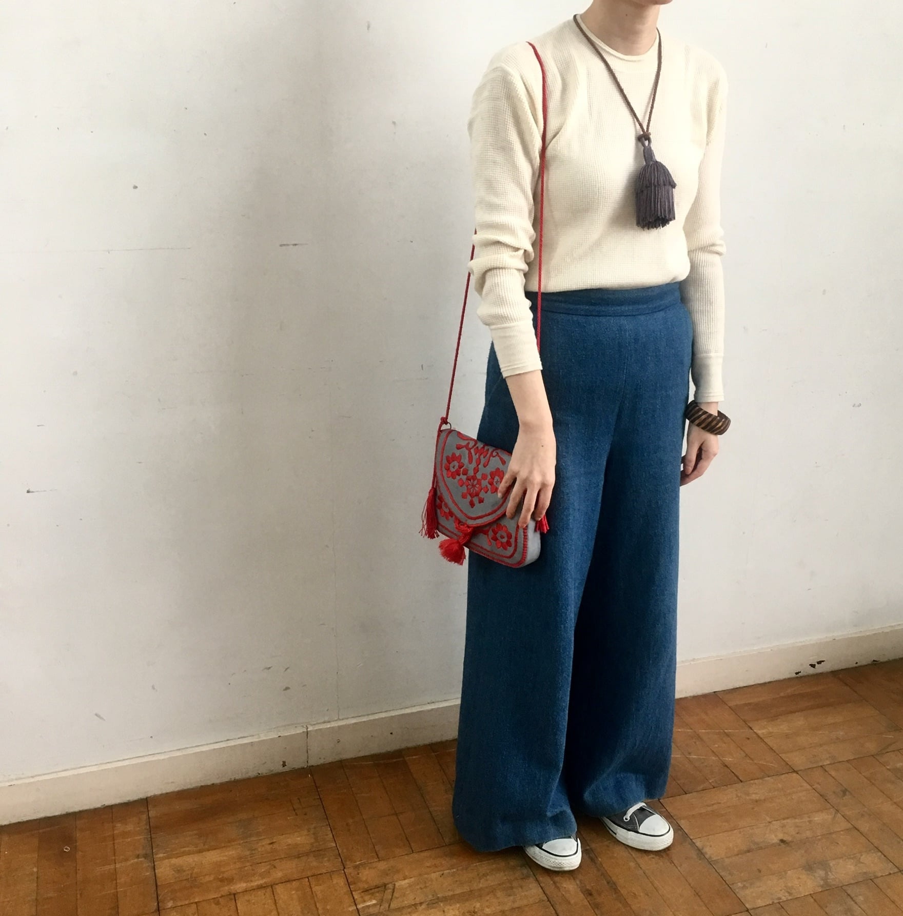鳥の刺繍のバッグ マチあり モロッコ ポシェット クラッチやショルダー