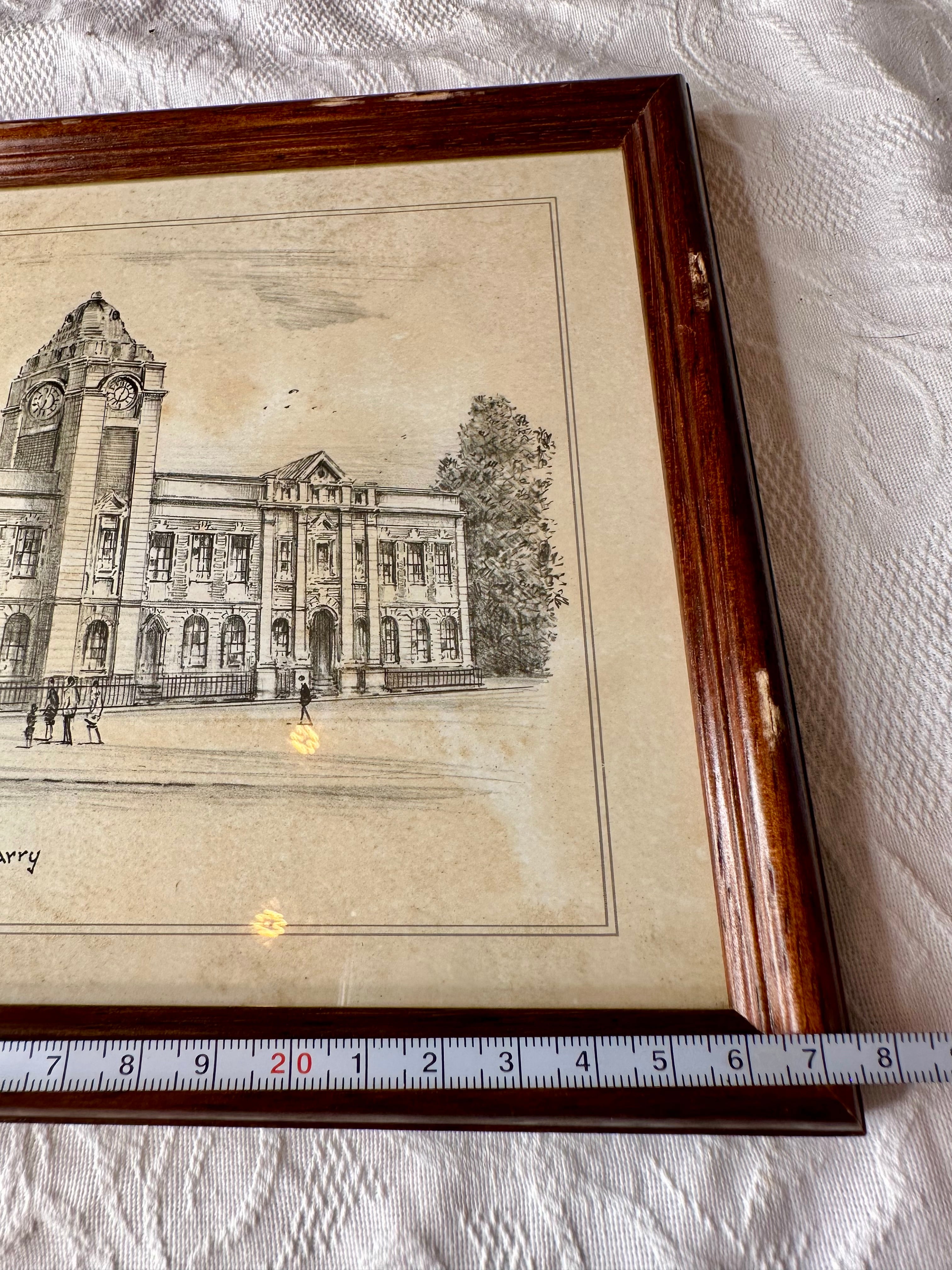 イギリス ウェールズ 鉛筆画 タウンホール 1903年 | VINTIQUES イギリス ウェールズ 鉛筆画 タウンホール 1903年 | VINTIQUES