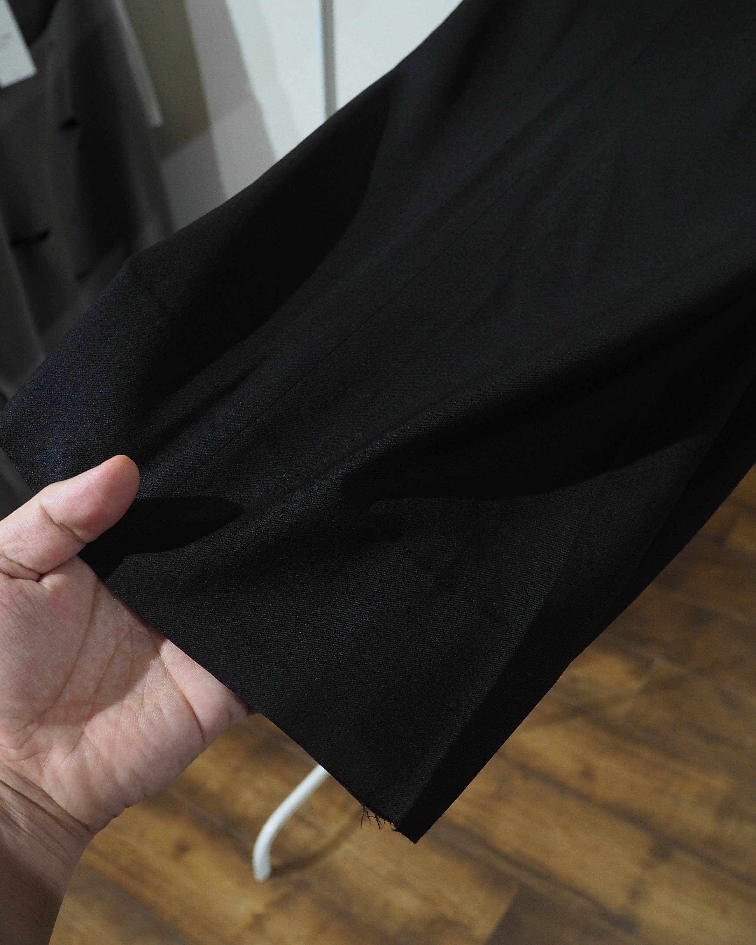 " 鈍艶 " Black Shiny Vintage Wool Wide Slacks Pants