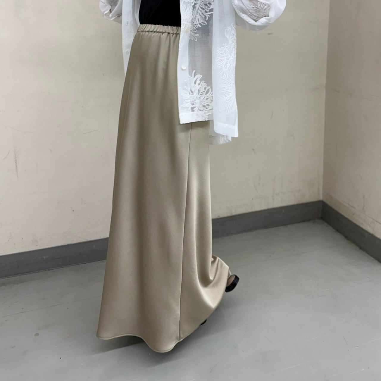 【 cafune 】vintage satin bias skirt