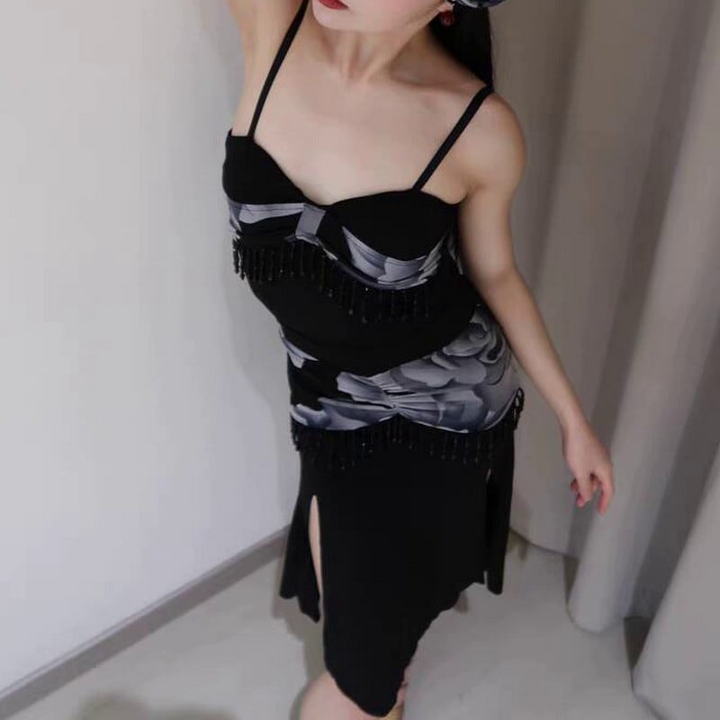 レースプリントスリムフィットドレス ds0785