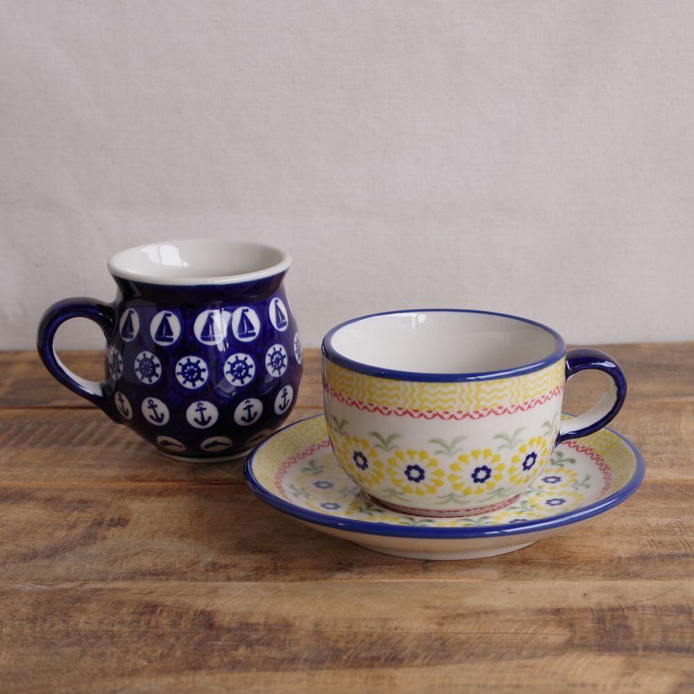 ポーランド食器　ポーリッシュポタリー　マグカップ大　スープカップ　2点 ポーリッシュポタリー マグカップ スープカップ 大2個 【公式通販】