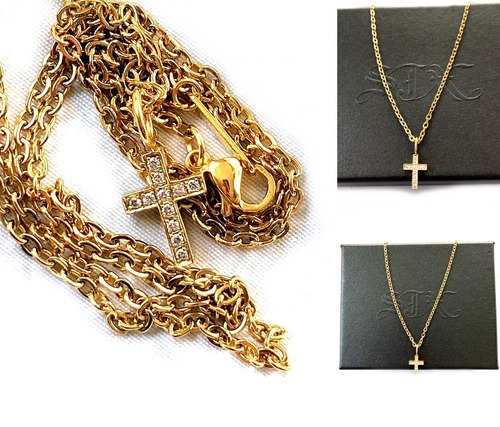 SJX　エスジェイエックス　 ダイヤモンド クロス チャーム　ネックレス  11ポイント　007カラット　イエローゴールド  DIAMOND CROSS CHARM　K18　YG　750　007ｃｔ