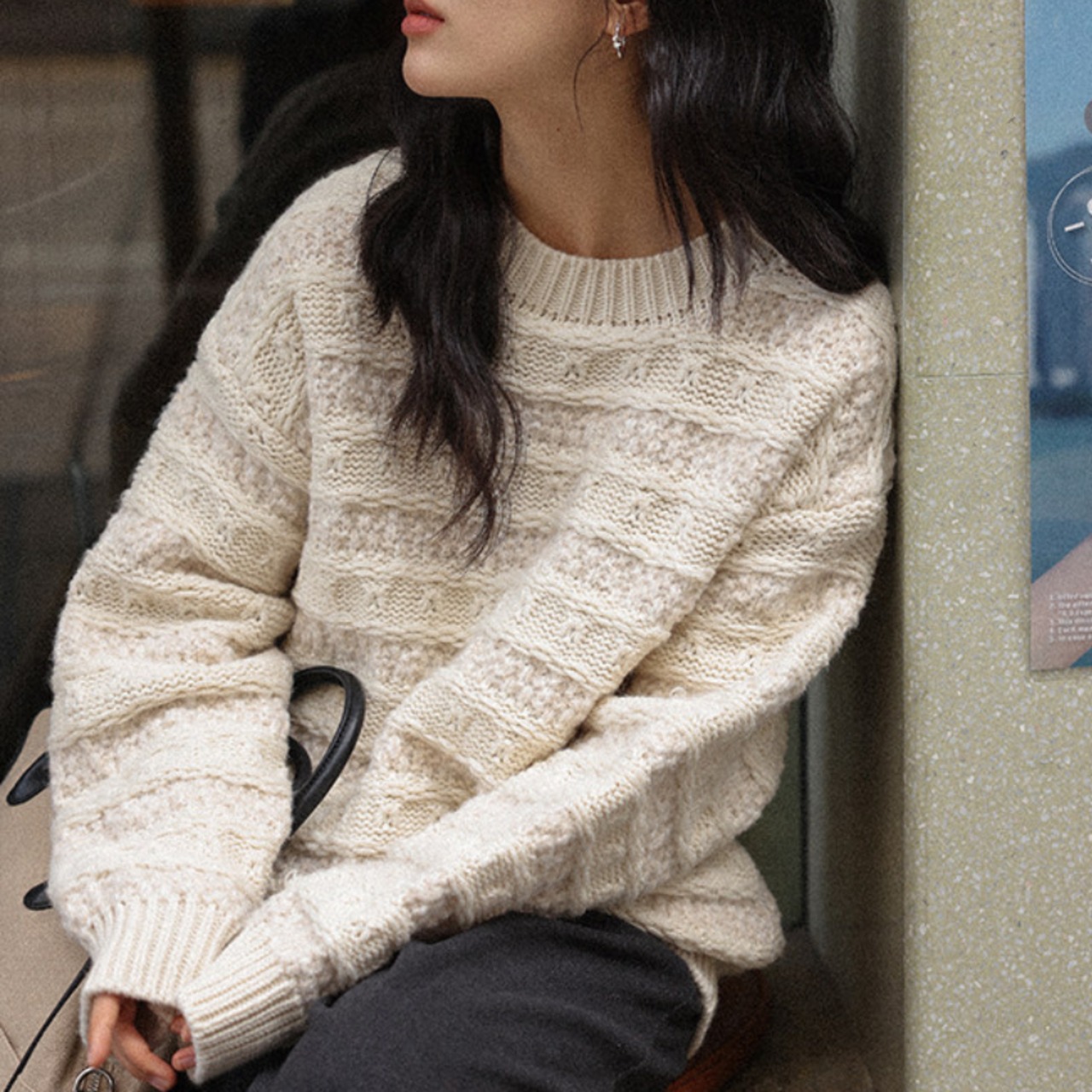 crew-neck knit pullover　J00390