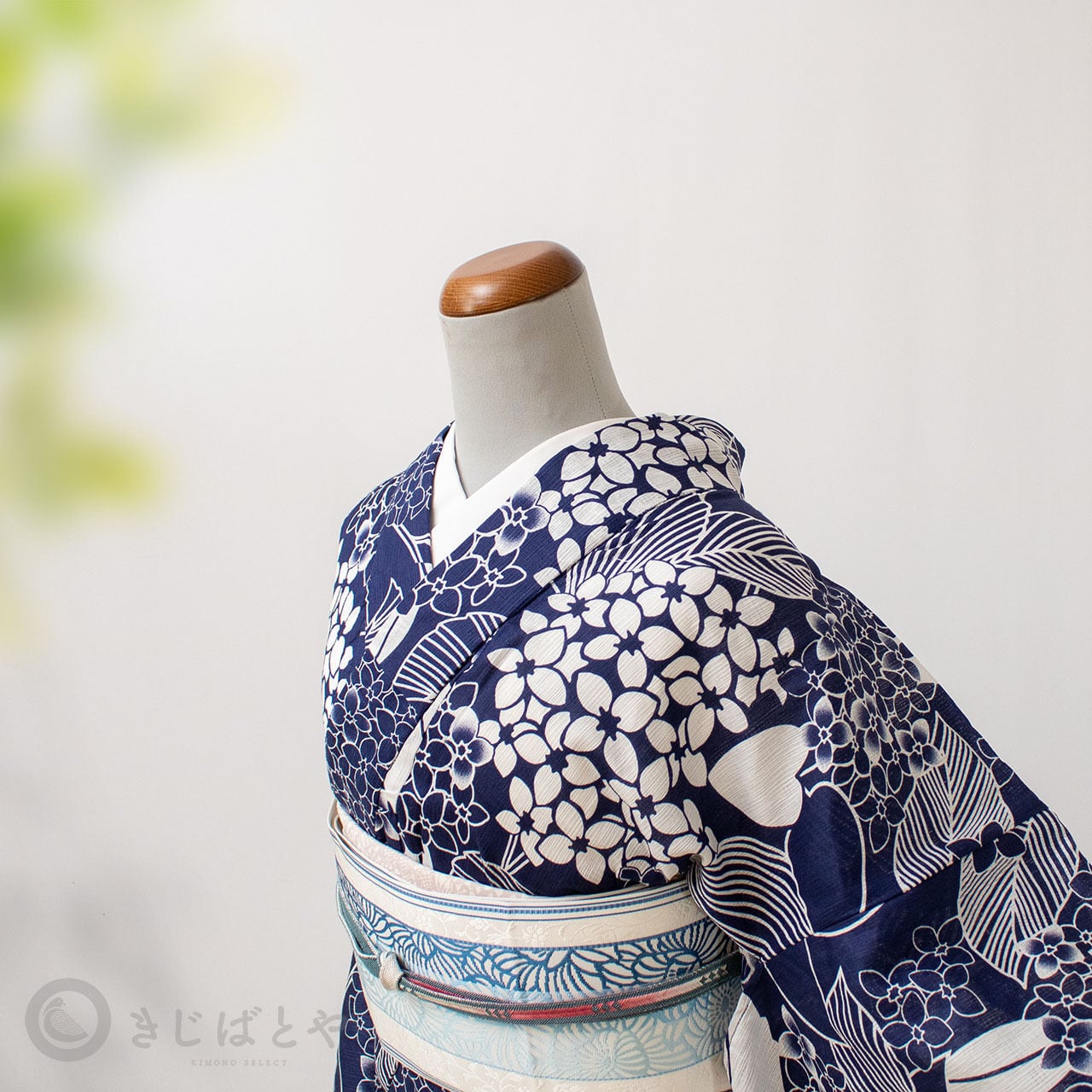 綿麻浴衣 紺に紫陽花 | きじばとや