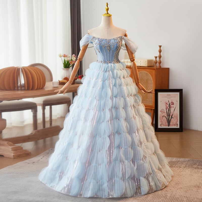 ラインストーン付きティアードスカートドレス D0210