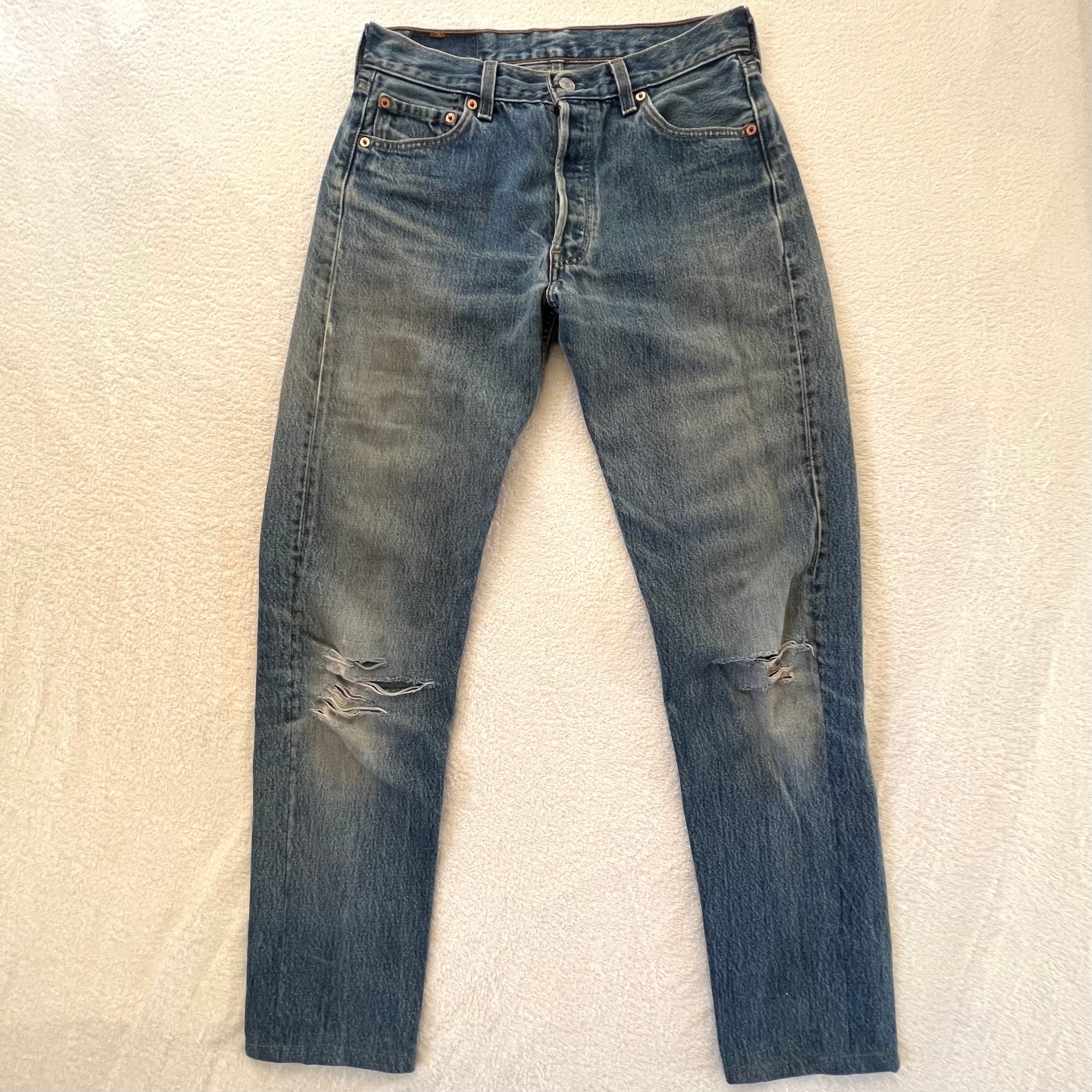 Levi's 501 USA製 W30×L34 リーバイス ダメージ デニム 90's カスタム