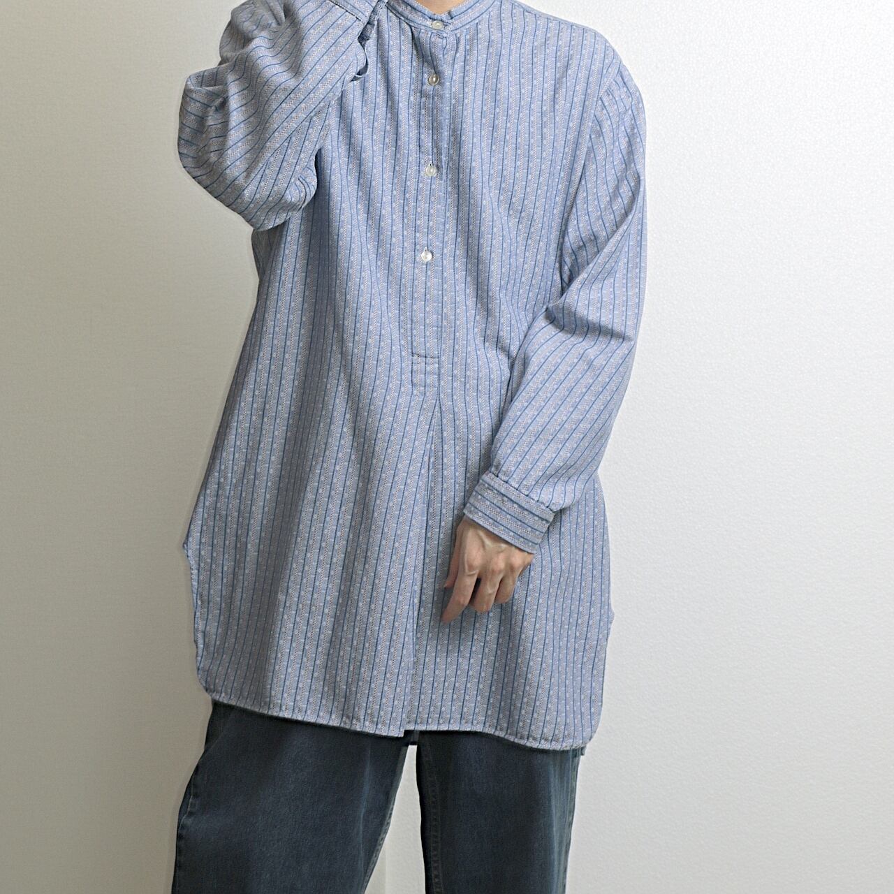 euro pullover bandcollar stripe shirt used