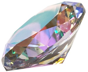 【新着特価】透明 ダイアモンド 水晶 文鎮 ペーパーウェイト 80㎜ オブジェ 置物 Ｋ９ 七色 彩色 装飾品 贈り物 記念日