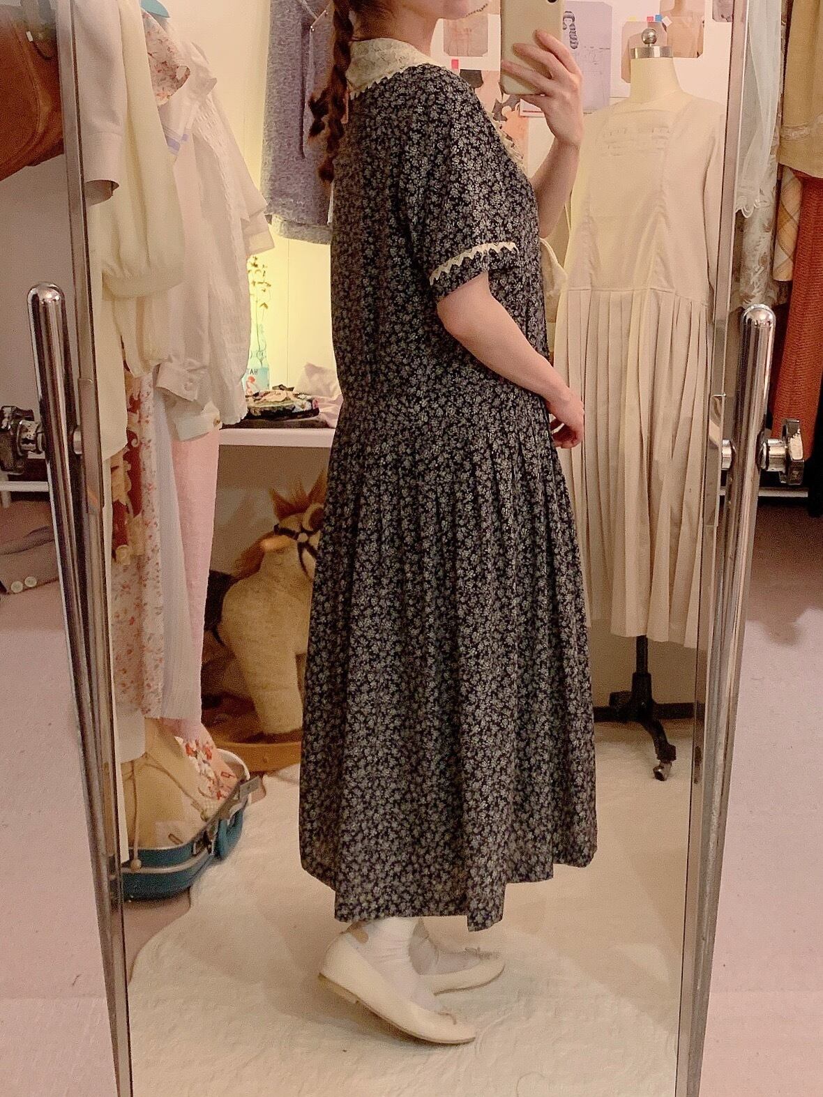 flower lace sailor collar navy one-piece