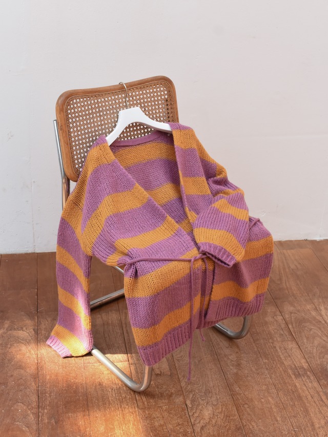 mohair like loose cardigan（purple×burnt orange）