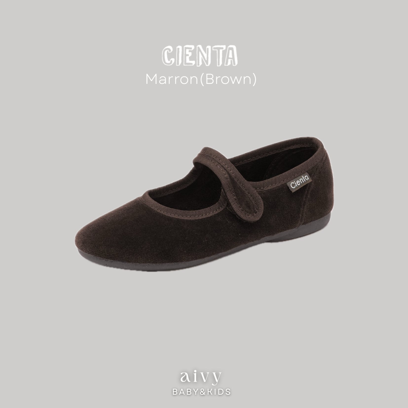 【即納】cienta / Velour Onestrap / Marron (Brown)