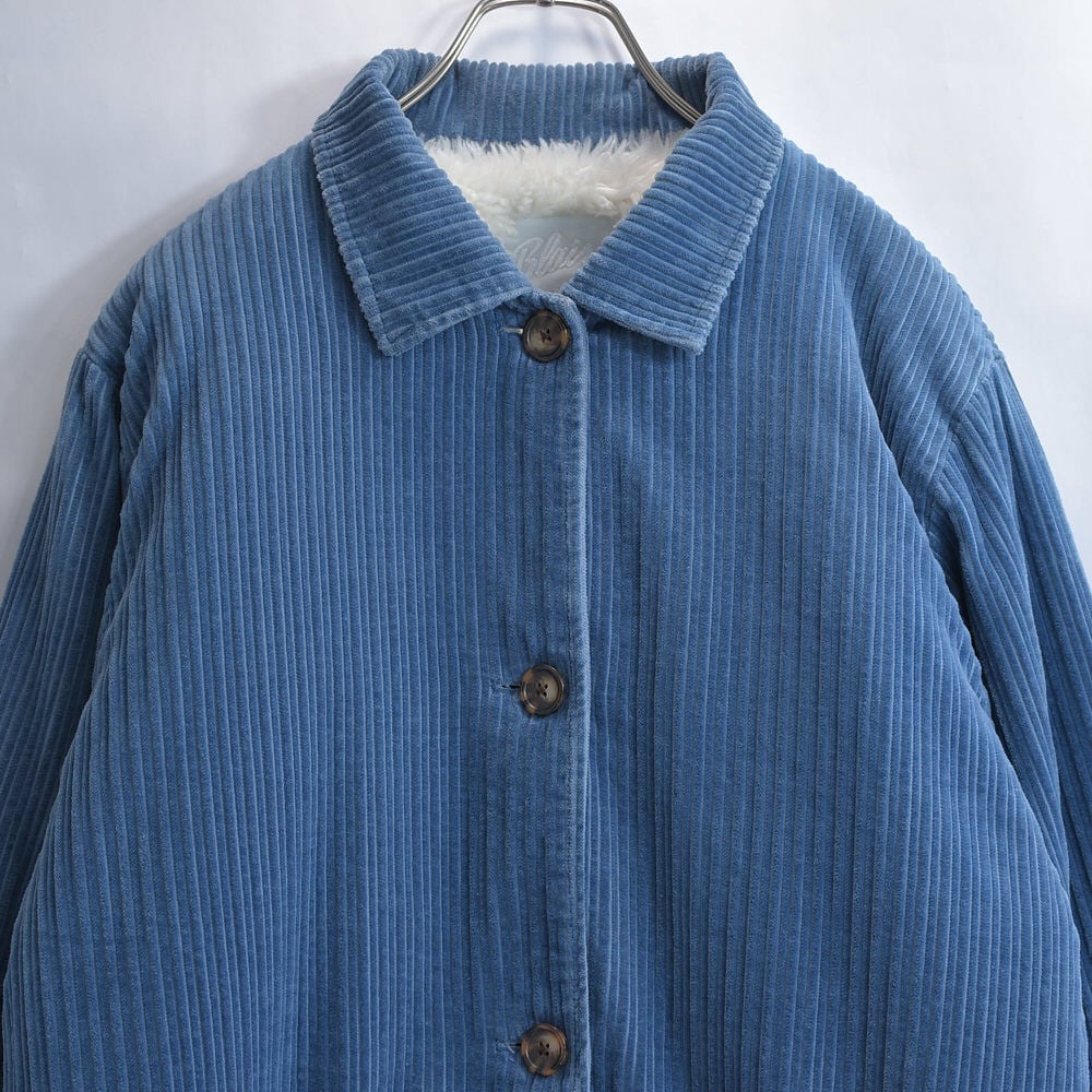 00s Blair 太畝コーデュロイ ボアライニング カバーオールジャケット ヴィンテージ アウター コーズ コール天 ブルー ビンテージ USA アメリカ古着 レディースXL相当