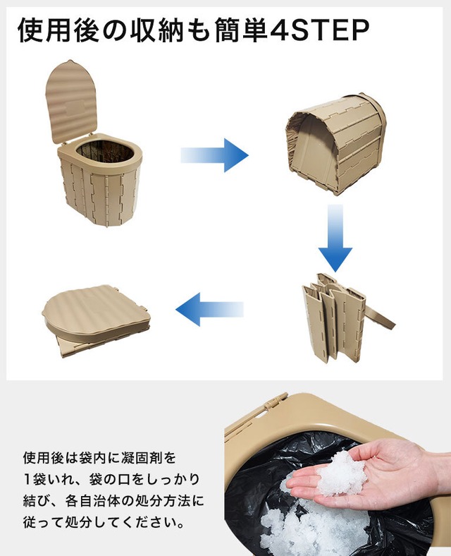 【宅配便】【防災士監修】 ポータブルトイレ 簡易トイレ セット 凝固剤 処理袋 セット 災害用 折りたたみ 持ち運び ポータブル 収納袋付き dz199