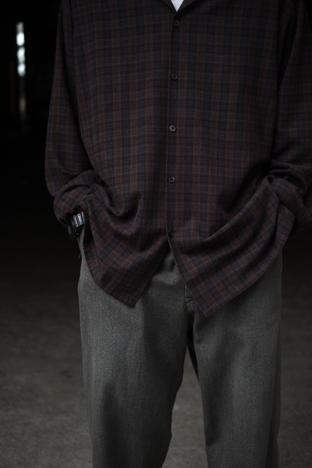 A.PRESSE / Silk Nep Loop Collar Shirts (BROWN)