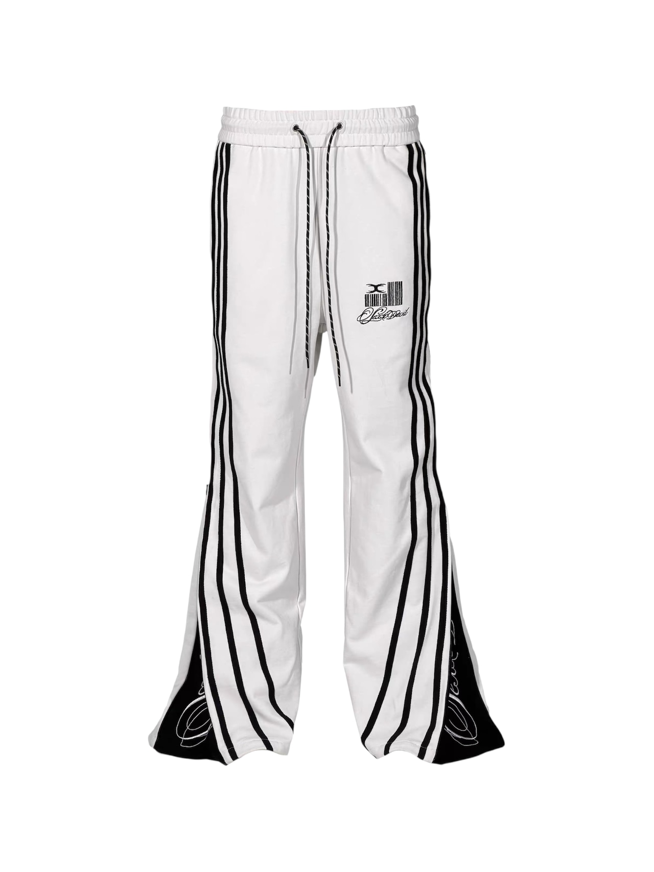 【SEXXDEVIL】“DESIRE” Deconstructed Zip-Detail Pinstripe Sweatpants