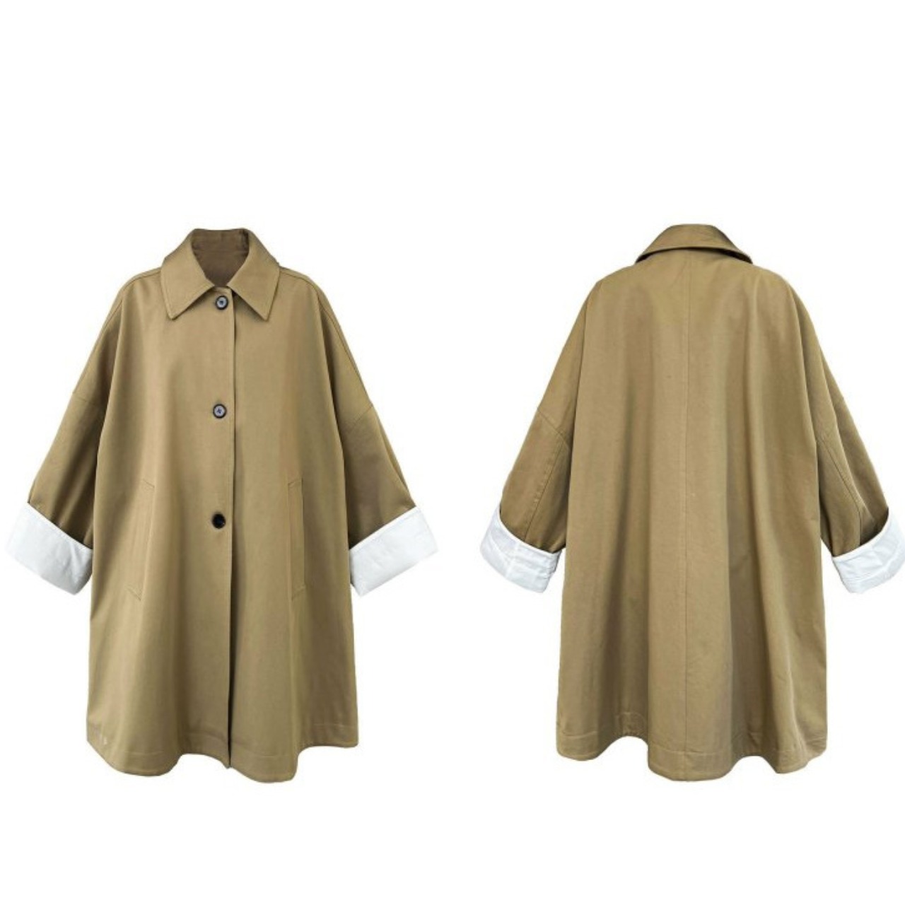 Oversized Stand Collar Coat T3990