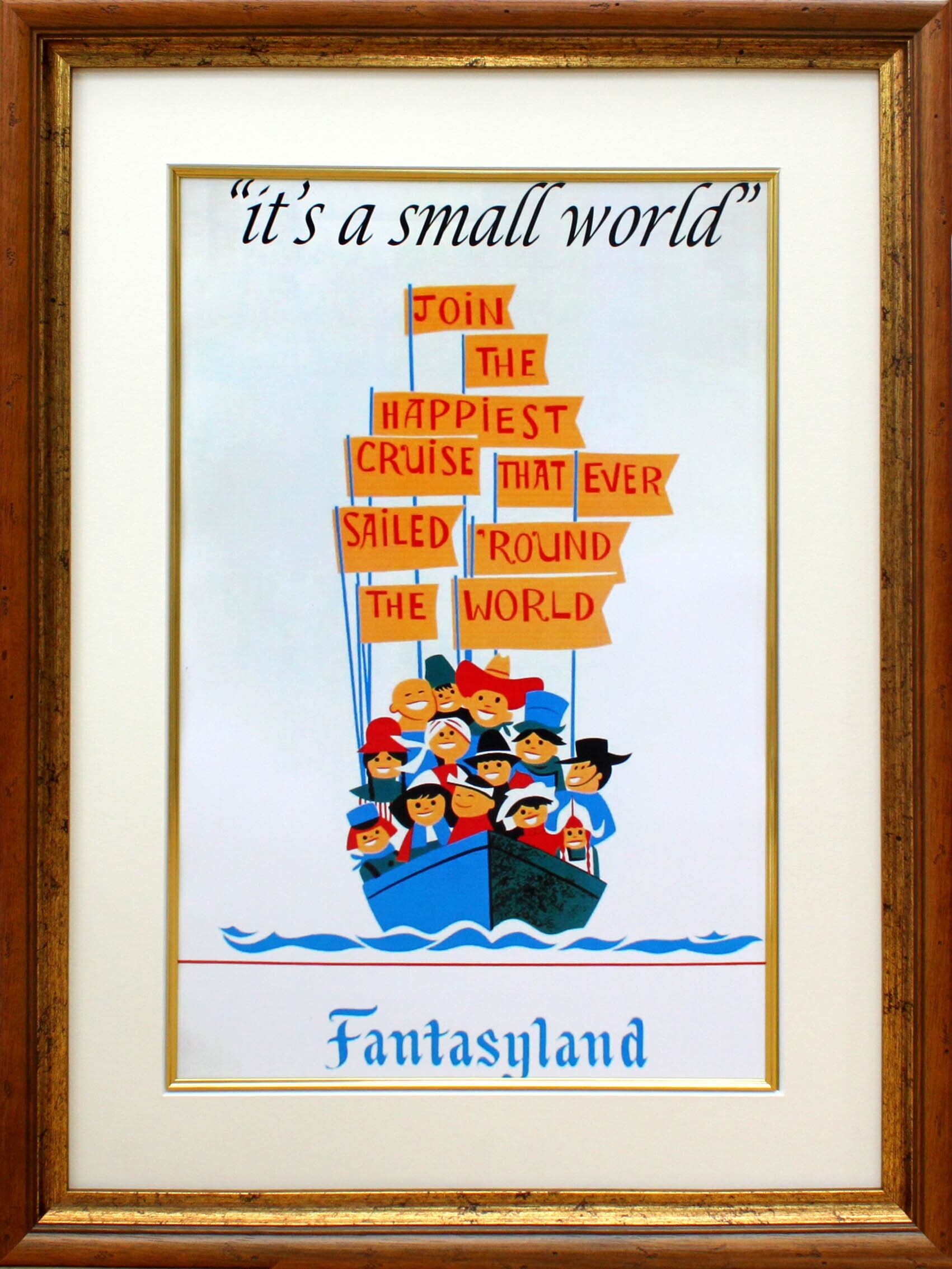 ディズニー テーマパーク ファンタジーランド イッツ ア スモール ワールド 展示用フック付ポスター ディズニーアートショップ ディズニー絵画 版画 ポスター
