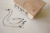 フランス 6c 黙想する白鳥さんとメランコリーな木製スタンプ ヴィンテージ