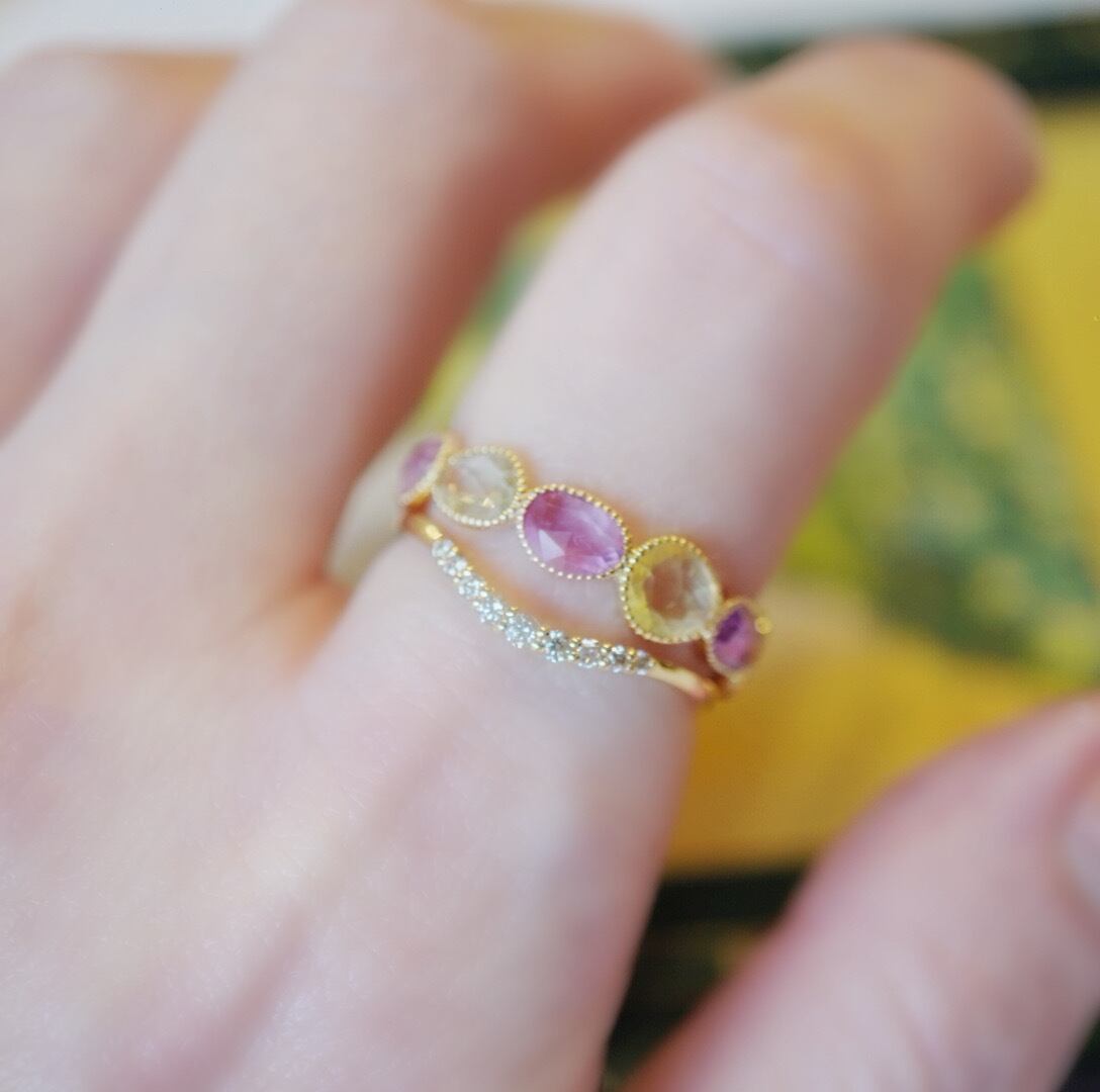 order ring】10kゆるV字ダイヤモンドハーフエタニティリング | myuto