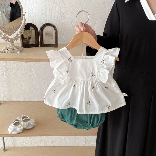 【セット】アカシア小花柄フリルブラウスブルマセットアップ - 7