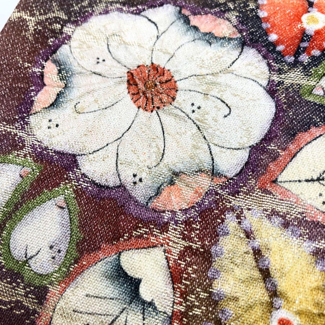 O-2121 袋帯 作家物 辻が花 膨れ織 金彩 葡萄酒色 www.alpearitana.com.br
