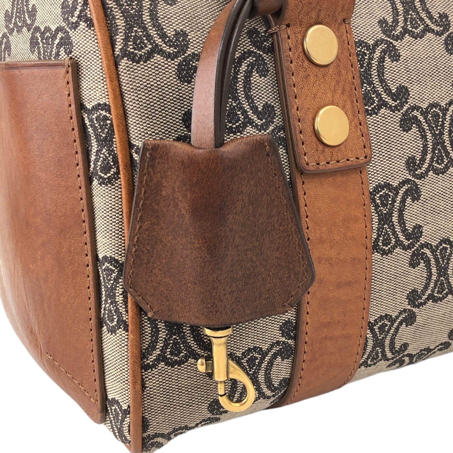 CELINE セリーヌ マカダム ハンドバッグ グレー キャンバス レザー