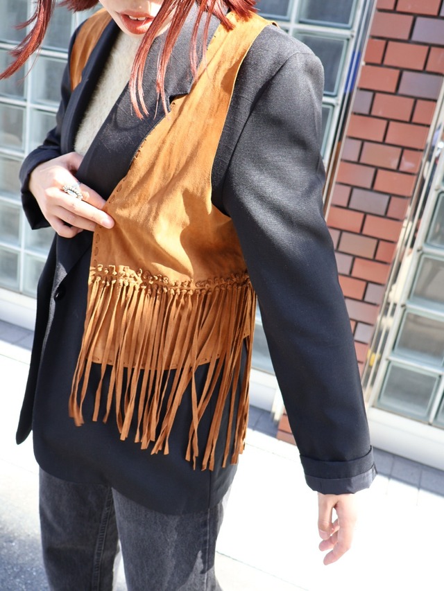 suede fringe vest【1160】