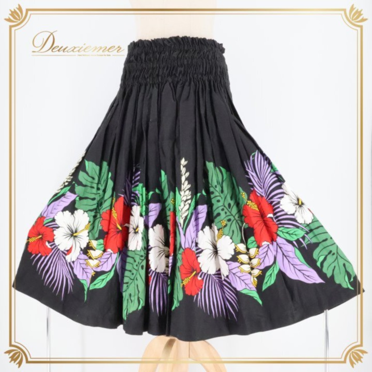 フラダンス 衣装 パウスカート ブラック系 ハイビスカス柄 モンステラ柄 シングル シンプル 華やか 鮮やか エレガント 黒 白 赤 紫 緑 ダンス衣装 ハワイアンダンス レディース ハワイアン アロハ ハワイアンプリント フラ ダンス レッスン 練習