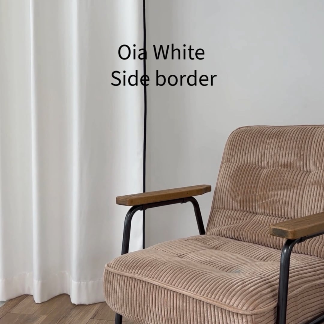 Oia White line/フラットカーテン/両開き(2枚)/サイドボーダー