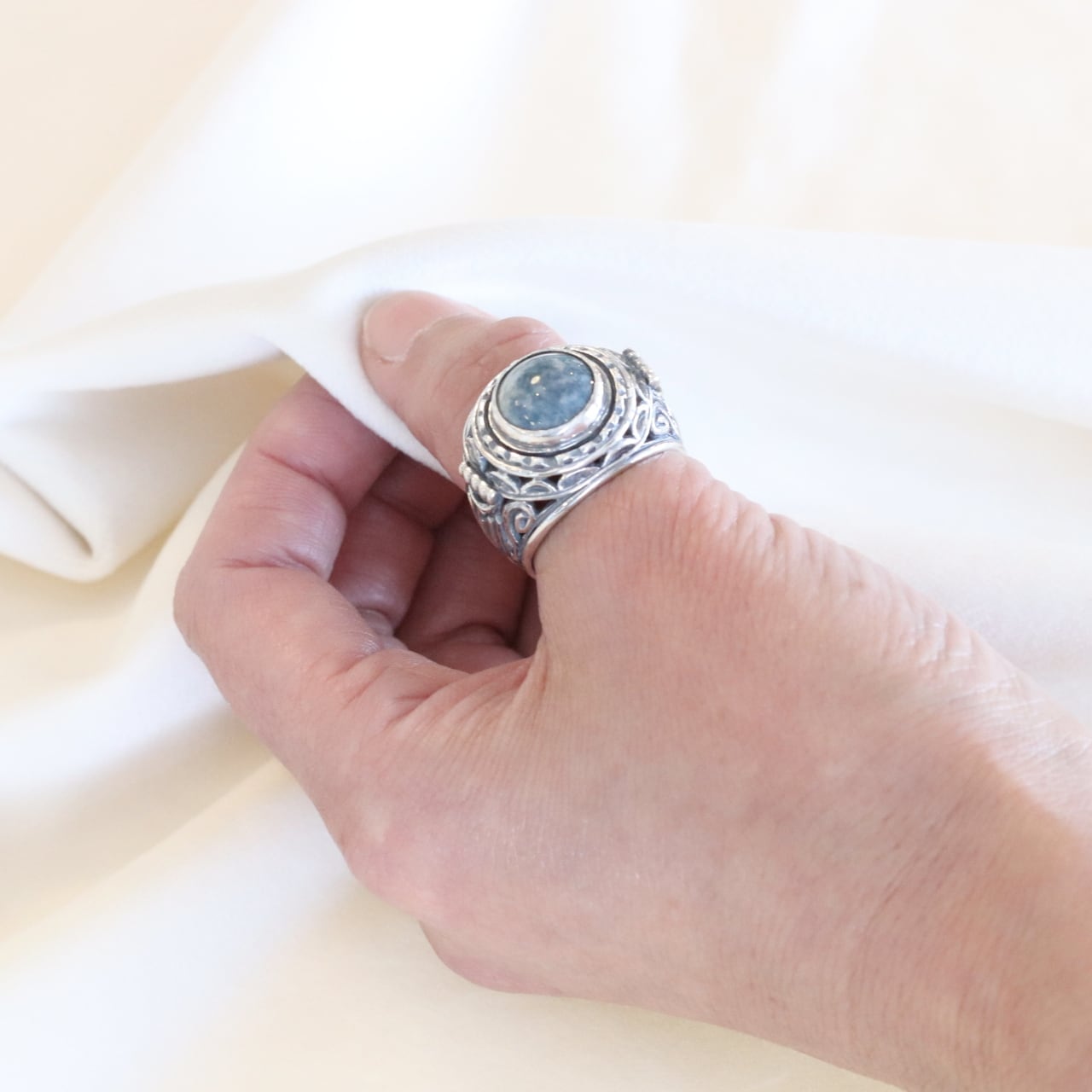 糸魚川ヒスイ シルバー925 縄文土器リング 22号(サイズ直し有料) 国産